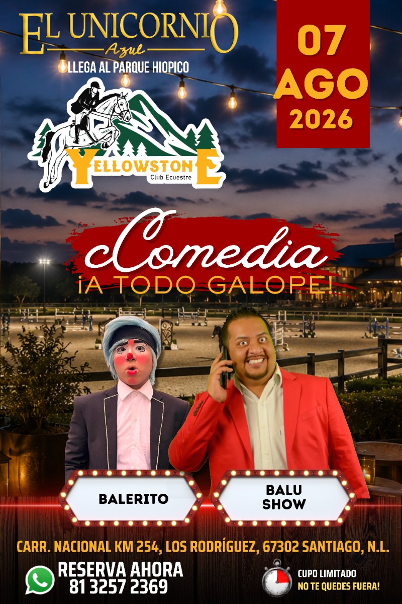 Flyer de Comedia ¡A TODO GALOPE!