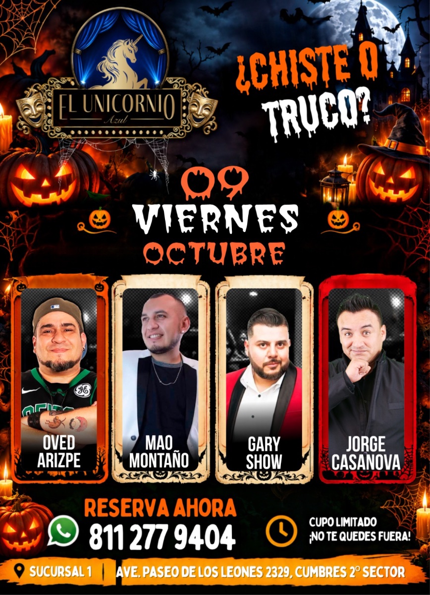 Flyer de Comedia, viernes, 9 de octubre