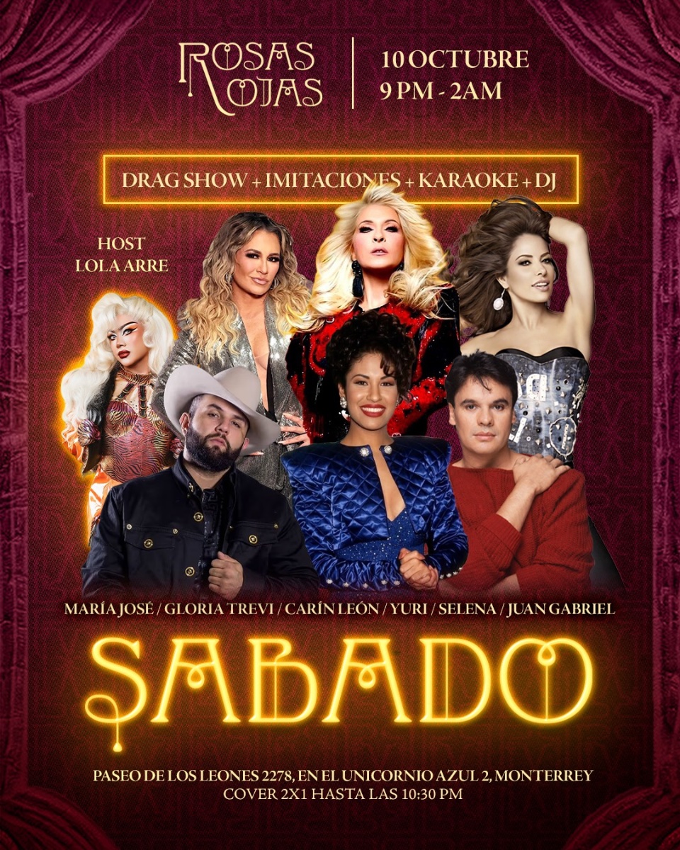 Flyer de Show drag, sábado, 10 de octubre